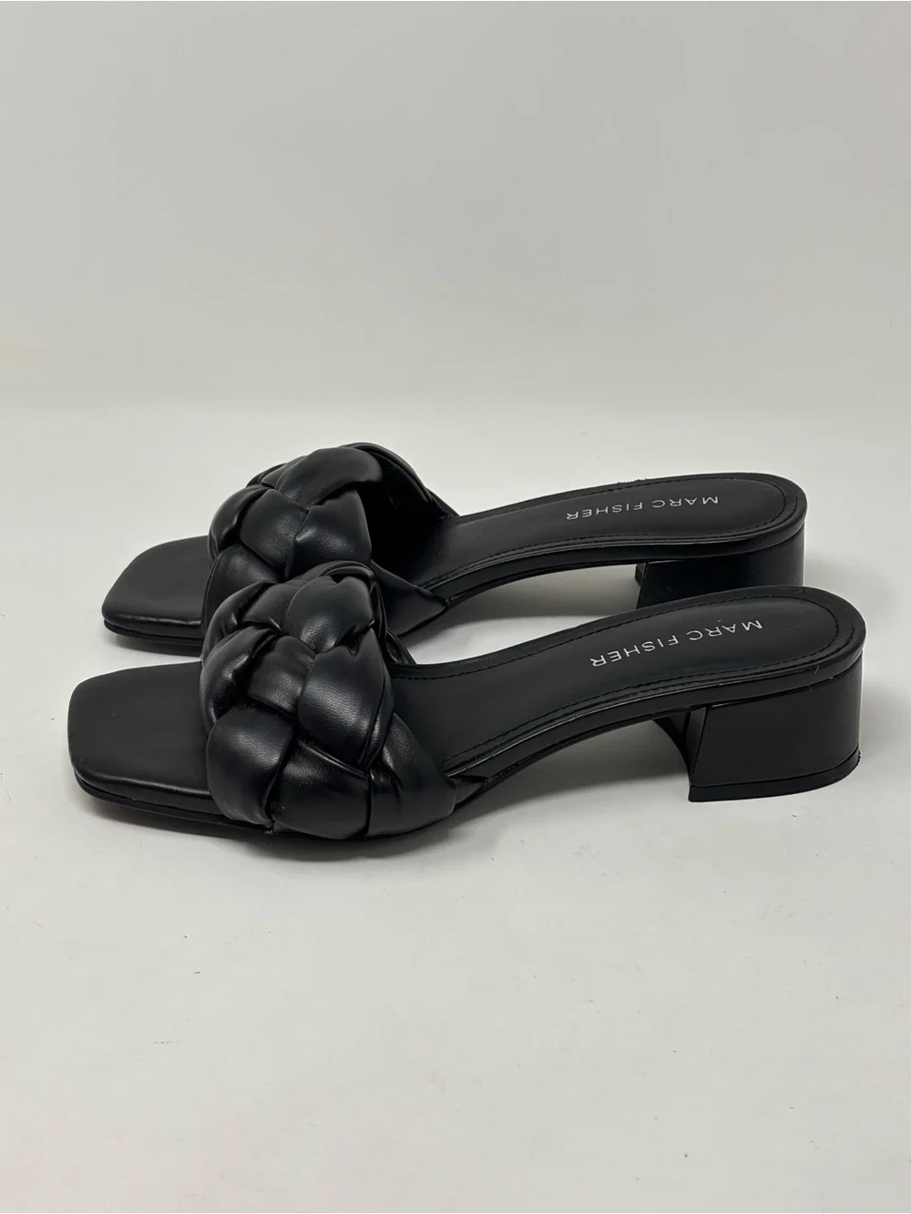 Marc Fisher Calicea black braided mule sandals size 5.5